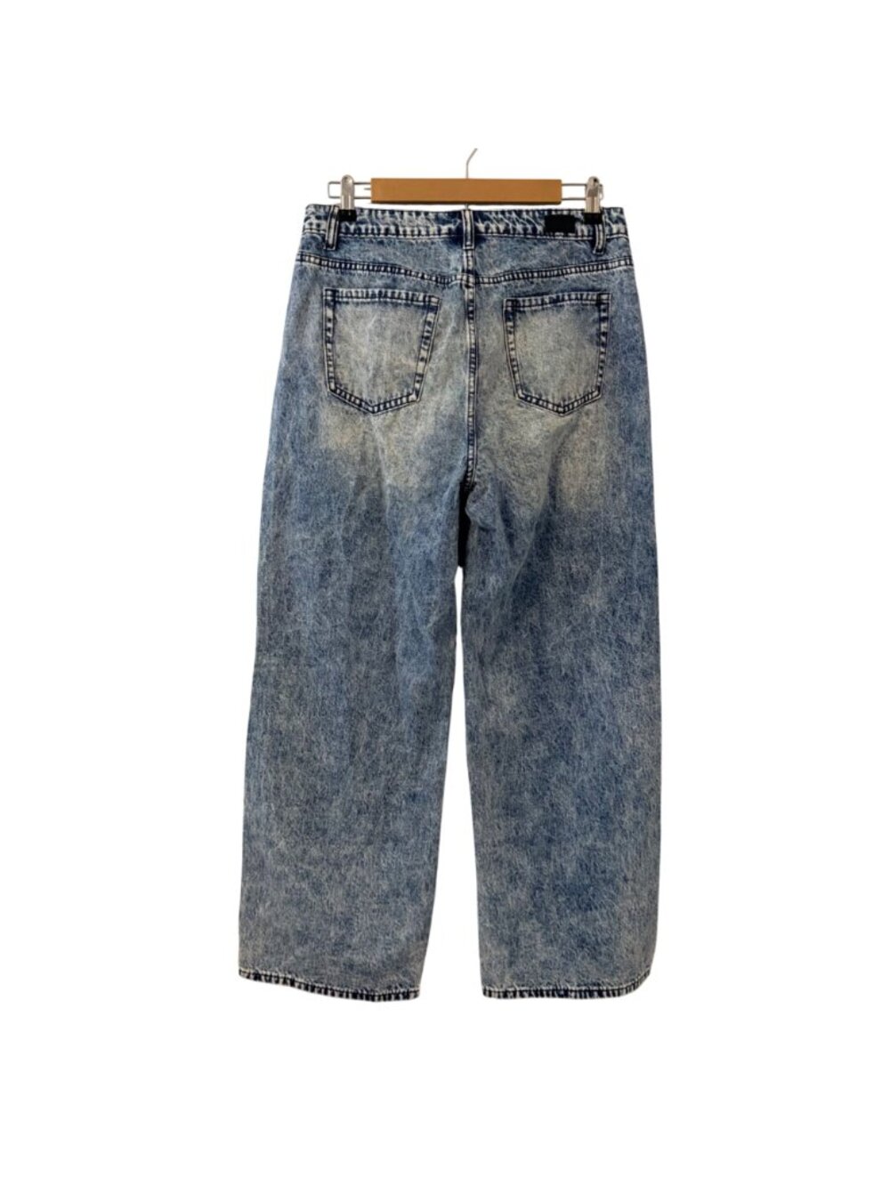 Flamingo High-Waisted Acid Wash Wide-Leg Jeans With Front & Back Pockets Sz L Je - Picture 10 of 12